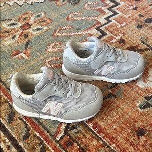 New Balance Kids' Light Gray and Pink Sneakers